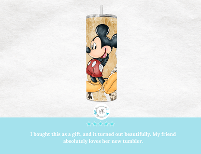 Retro Mickey Mouse 20 oz Skinny Tumbler,Mickey Comic Book Strip - MK CREATIONS