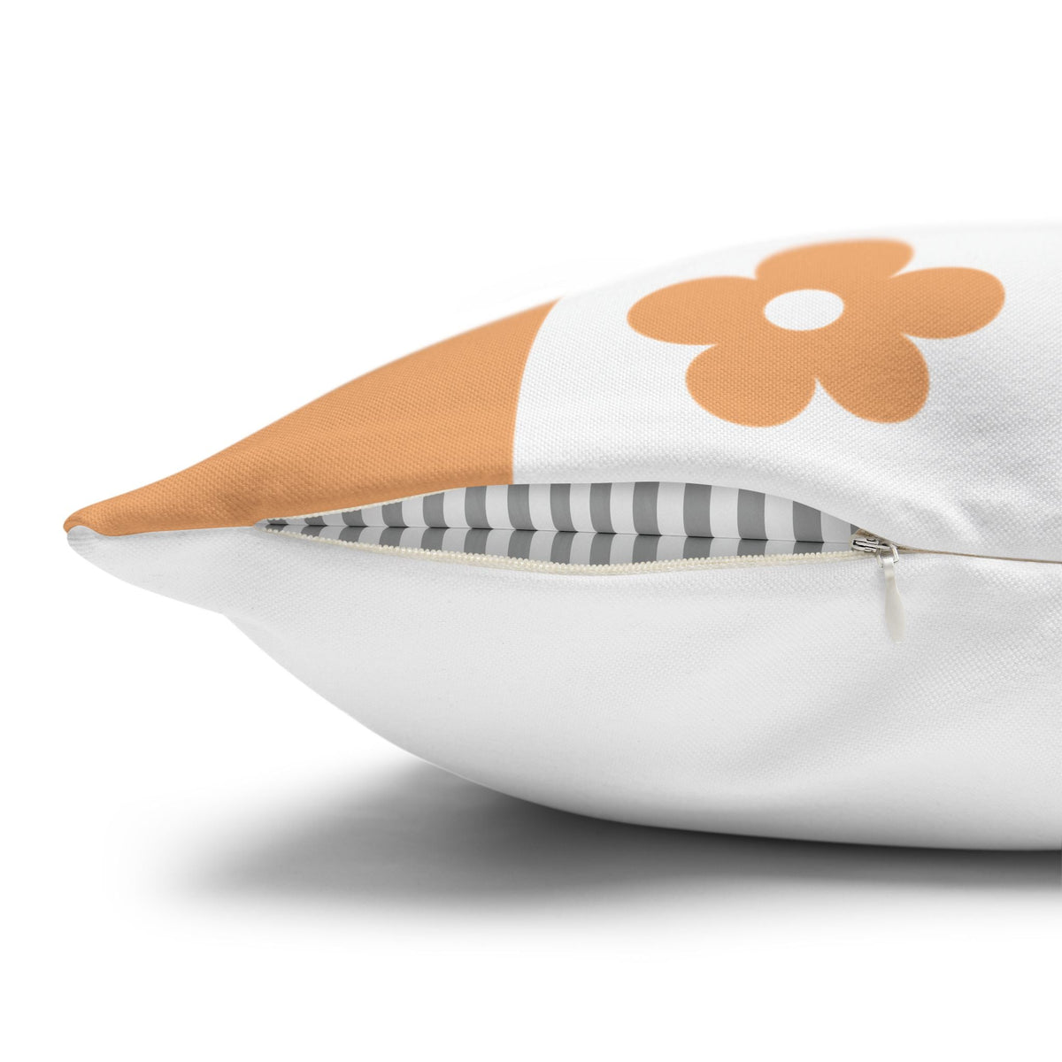 Retro Orange Checker Floral Pillow Cover — 16" Square Decorative Throw - MK CREATIONS