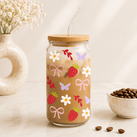 Simple Things Happy Icon-Glass Cup - MK CREATIONS