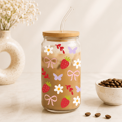 Simple Things Happy Icon-Glass Cup - MK CREATIONS