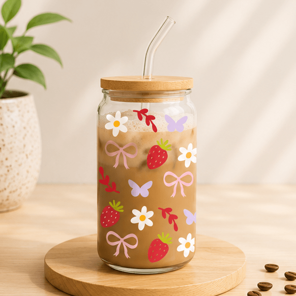 Simple Things Happy Icon-Glass Cup - MK CREATIONS