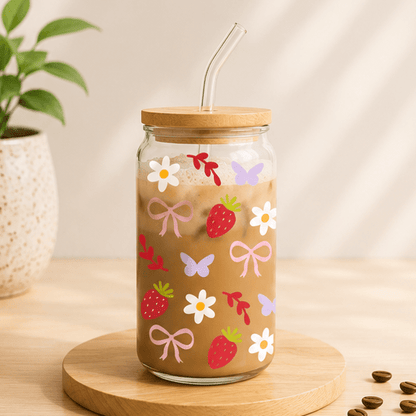Simple Things Happy Icon-Glass Cup - MK CREATIONS