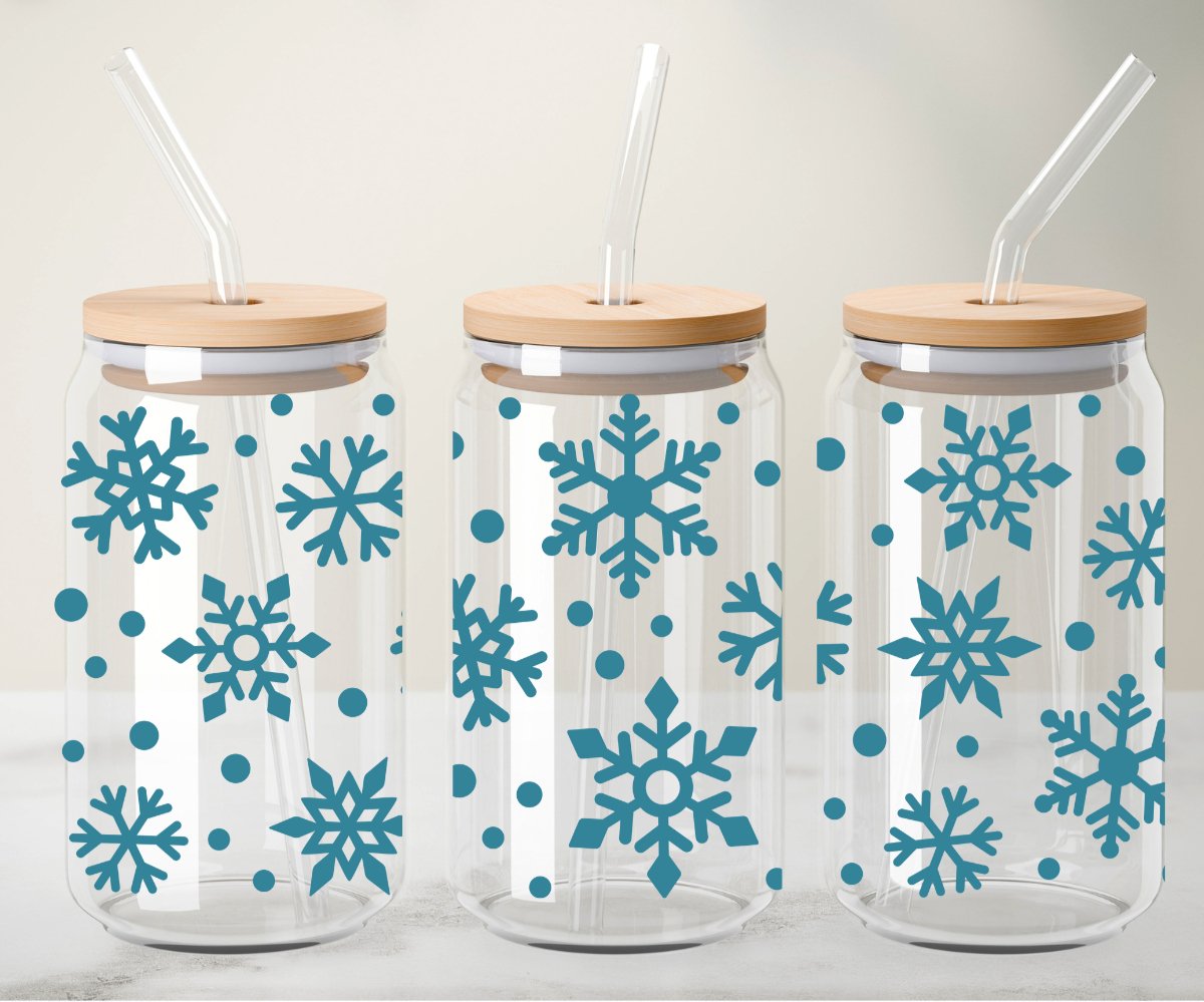 Snowflakes - Glass Cup - MK CREATIONS