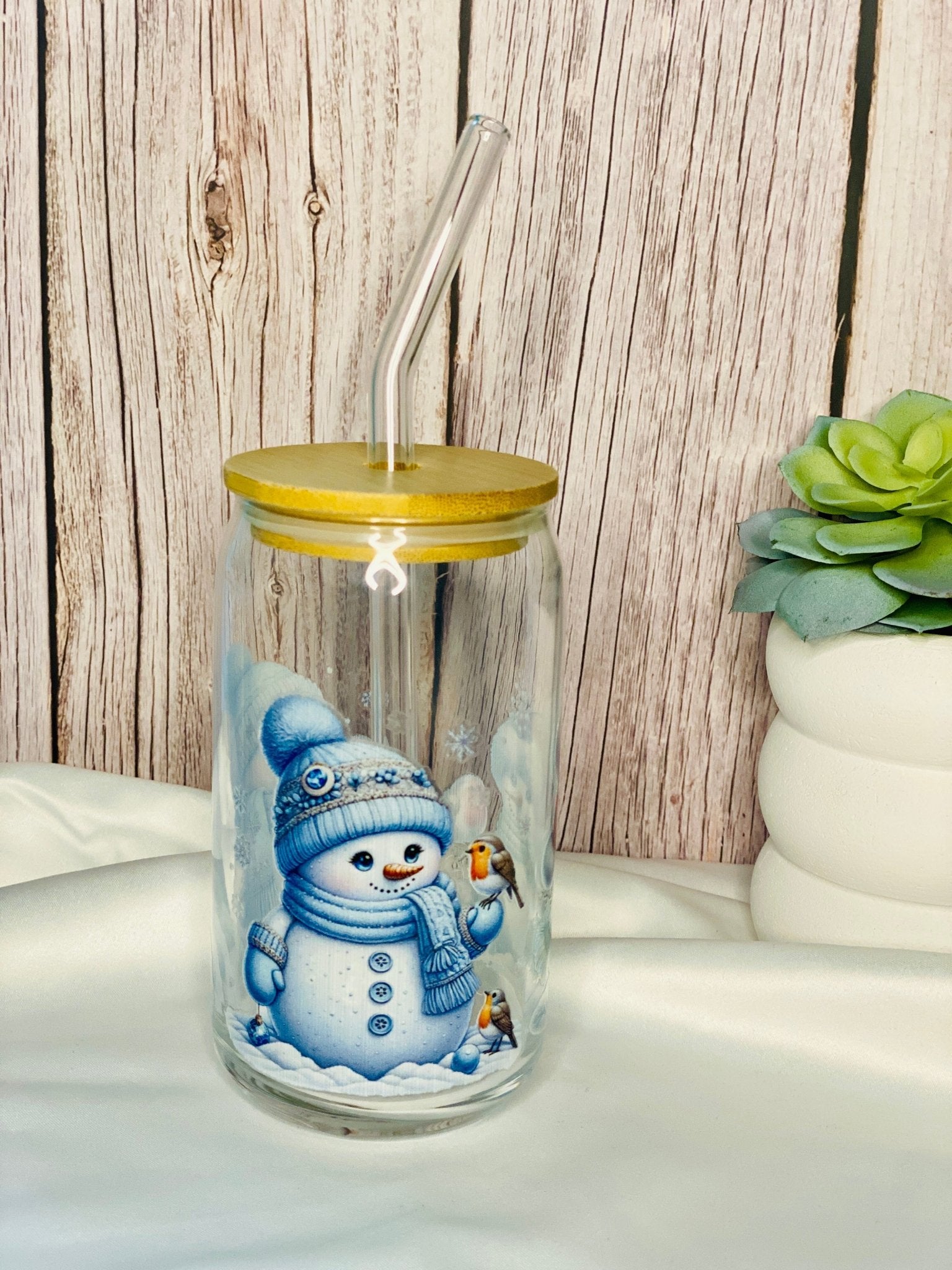 Snowman - Glass Cup - MK CREATIONS