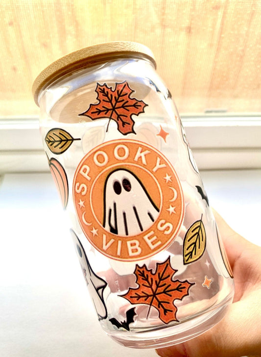 Spooky Vibes - Glass Cup - MK CREATIONS LLC