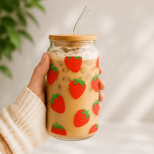 Strawberries-Glass Cup - MK CREATIONS