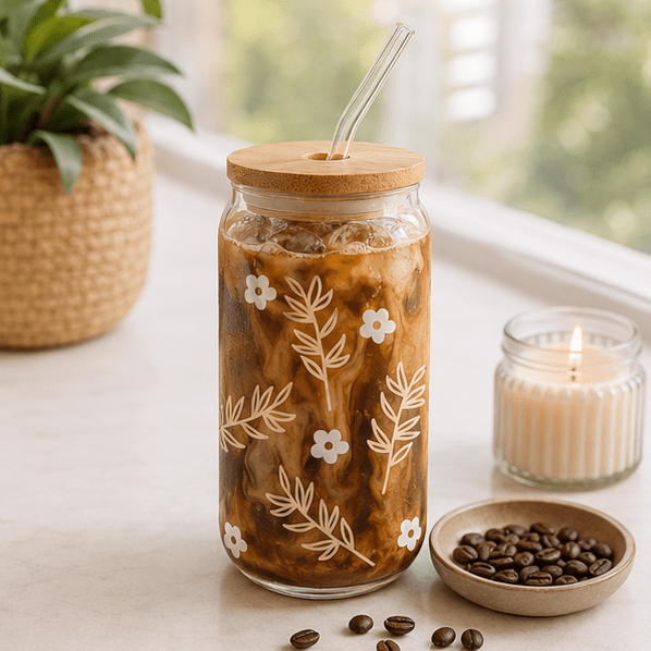 Wildflower-Glass Cup - MK CREATIONS