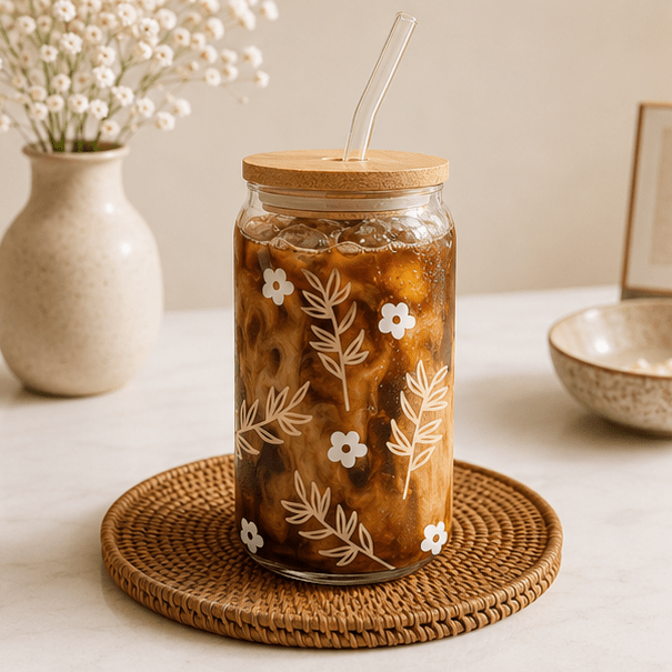 Wildflower-Glass Cup - MK CREATIONS