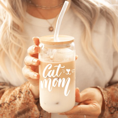 Cat Mom-Glass Cup - MK Creations