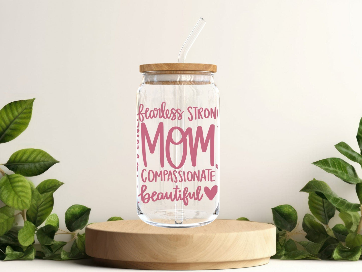 Strong Mom-Glass Cup - MK Creations