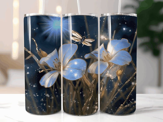 White Flowers-Tumbler - MK Creations